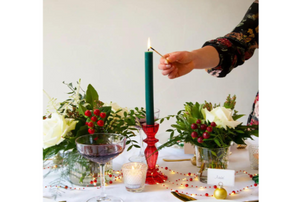 Red Glass Candlestick Holder